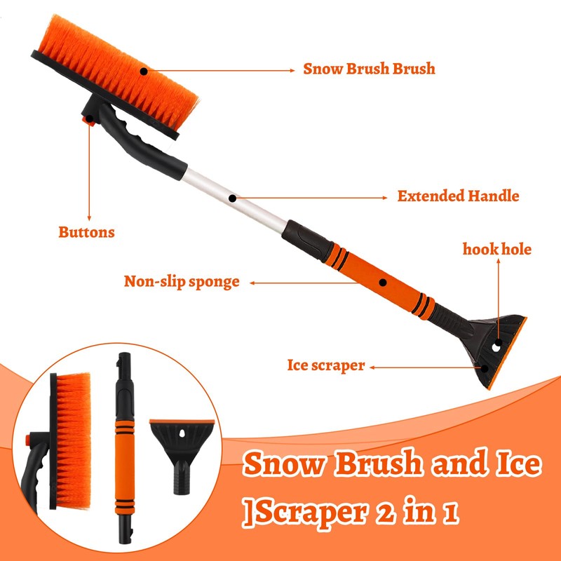 Hyran Car Ice Scraper with Broom Ice Scraper Car Removable