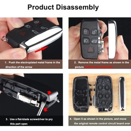 AULESSE Range R0ver 5 Button Key Cover Fob Shell Case Replacement for Land Rover Sport Evoque Range R0ver Discovery 4 Freelander LR4 2010-15 Refit Remote Car Key Case