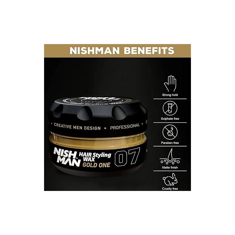 Nish Man HAIR Styling GEL WAX Gold One 07