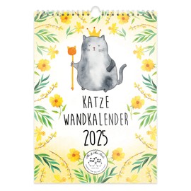 Mr. & Mrs. Panda A4 Wall Calendar 2025 Cat Collection - Gift, Cat Souvenirs, Cat Accessories, Yearly Calendar, Kitchen Calendar, Cat Motif