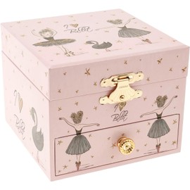 Caja de joyería musical de bailarina de 10 cm para niñas, con bailarina bailando incorporada, caja de música con espejo, regalos de cumpleaños de ballet para niñas pequeñas, cajas de joyería