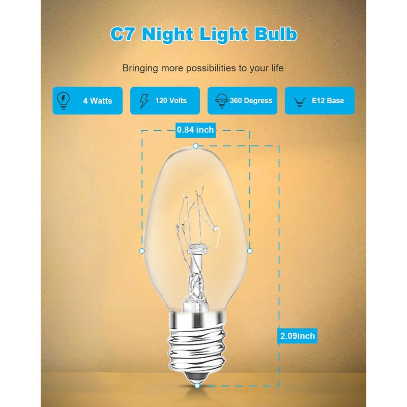 OuuKoo Night Light Bulbs 4 Watt - Small Light Bulb