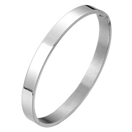 COOLSTEELANDBEYOND 20CM Classic Stainless Steel Bangle Bracelet for Men Women Silver Color Polished
