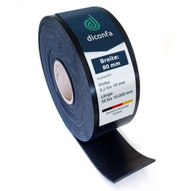 diconfa Rubber Strip Width 80 mm (8 cm) – Choice – Thickness: 1 to 10 mm – Length: 0.05 to 10 m – Selection: 300 mm (30 cm) Long, 3 mm Thick – Rubber Mat Sold by the Metre Narrow Rubber Underlay