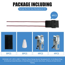 Range Stove Burner Element Plug Receptacle Block Terminal WB17X5091 for Whirlpool Kenmore GE Frigidaire Range Burner Receptacle Kit- ERR117，330031 5303935058 814399 74-06-190 Pack of 4