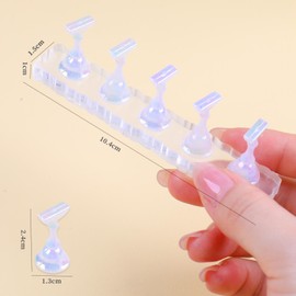 BQAN 2 Set Nail Holder for Painting Nails, Transparent Acrylic Nail Stand for Press on / Fake Nail Tips Training / Nails Display with 96 Pcs Reusable Adhesive Putty