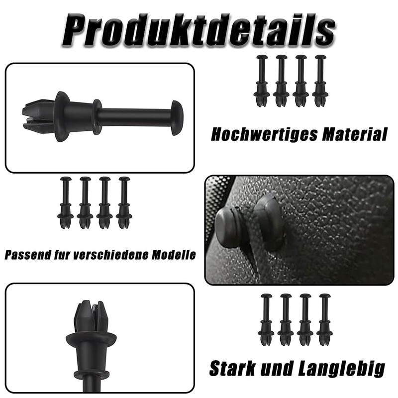 Pack of 4 Parcel Shelf Clips, Parcel Shelf Retaining Strap,