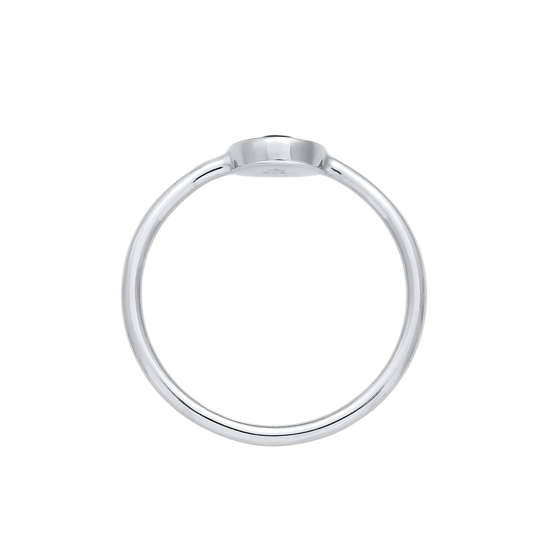 Elli Basic Women's Solitaire Stacking Ring with Black Enamel in