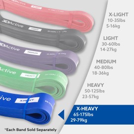 3DActive Power Resistance Band Pull Up Assist Heavy Duty Gym Workout Exercise - Blue - X-Heavy - 65-175 Lb