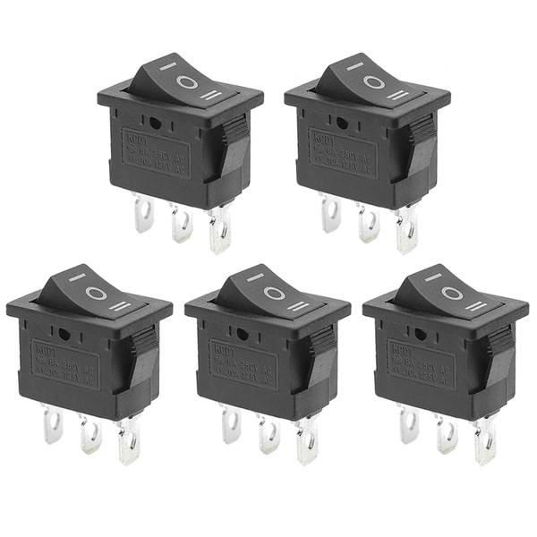 5Pcs On/Off/On Boat Toggle Rocker Switch 3 Pin Position Snap