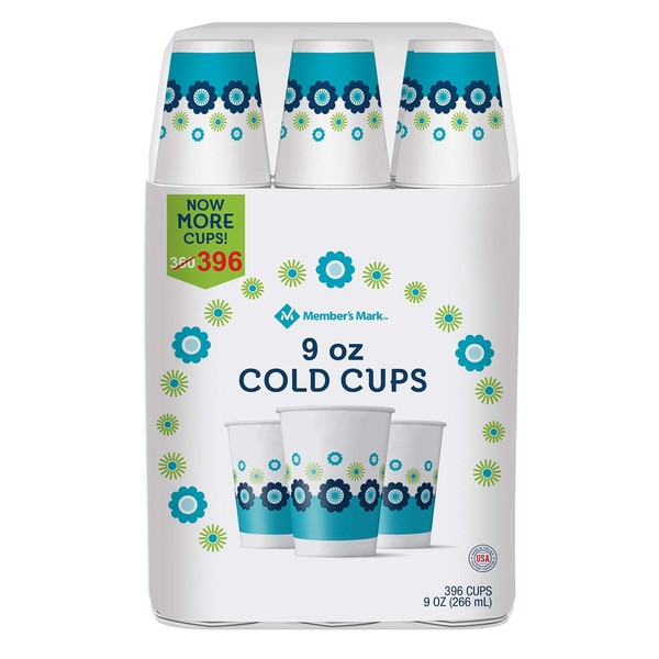 Members Mark Paper Cold Cups, 9 Ounce, White, 396 Count (Pack of 36)