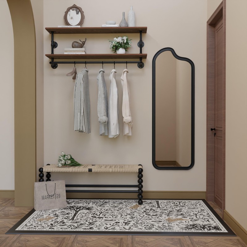 TEDIDUWA Clothes Rack 42in, 2 Tier Wall Mounted Garment Rack