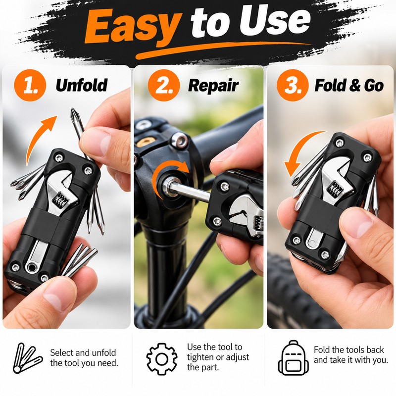Motorcycle & Bike Multitool Kit for Roadside Repairs – Compact