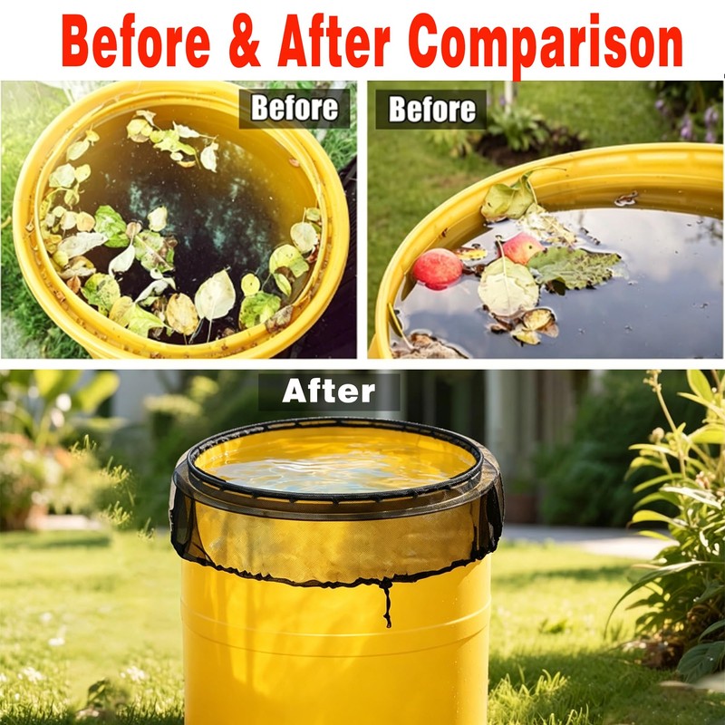Rain Barrel Cover 26.62” Polyester Mesh Net with Drawstring,Reusable Rain