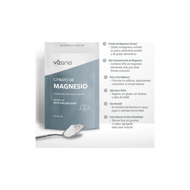 Citrato De Magnesio En Polvo 100 G Vizana Nutrition