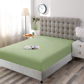 Sfoothome Full Fitted Sheet Only, Brushed Microfiber, Extra Soft and Comfortable - Wrinkle, Fade Resistant,Deep Pocket Sage Green Sheet