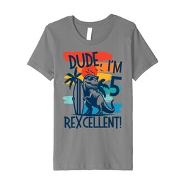 Kids 5 Year Old T-Rex Tyrannosaurus Rex Retro 5th Birthday Premium T-Shirt