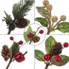 LouisaYork Artificial Pine Picks, 30pcs Christmas Red Berries Pine Cones