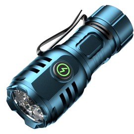 Taschenlampe kleine aufladbar LED Extrem Hell 6000 Lumen, TYPE-C aufladbar 4* Starke Lampenperlen Mini Torch mit 8 Lichtmodi und Langer Betriebsdauer Wasserdicht, für Camping Wandern Outdoor Notfälle