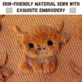 OECTVD Highland Cow Throw Pillow Covers 18x18 Set of 2 Cow Home Decor Farmhouse Pillow Covers Soft Plush Faux Fur Wool Pillowcases for Sofa Living Room, Gifts for Highland Cattle Lovers