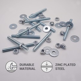 (Pack of 10) Full Thread M8 x 80mm Screw Rods with Hex Nuts and Washers Stud Bar Stud DIN 796-1 (10, M8 x 80mm)