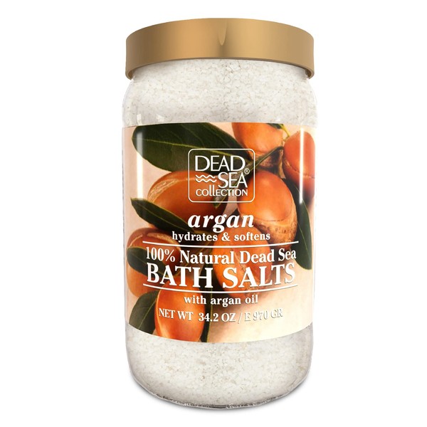 Dead Sea Collection Bath Salts Enriched with Argan - Natural Salt for Bath - Large 34.2 OZ. - Nourishing Essential Body Care for Soothing and Relaxing Your Skin and Muscle