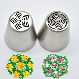 Soleebee 12 STK Edelstahl Russische Tüllen Kuchen Blume Spritztüllen Garniertülle Tüllen Dekorationen Rohrverlegung Düsen Tortenspritze Kuchen Dekorationswerkzeuge Set mit 1 Koppler Spritze (Set A)