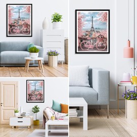 MXJSUA DIY 5D Diamond Painting Kits for Adults, Flowers Bicycle Diamond Art Painting Full Drill Crystal Rhinestone Embroidery Craft Kits for Home Wall Decor Gifts, 30x40cm