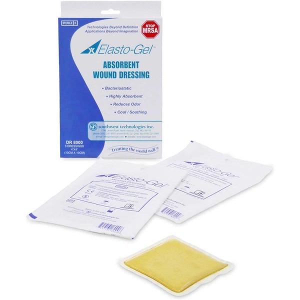 Elasto-Gel Sterile Wound Dressing Without Tape 4x4 5/Box DR8000 by Southwest Technologies