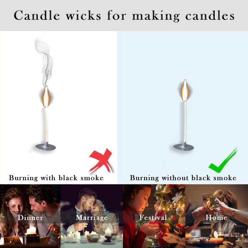 Stoppini per Candele con Supporto 500 Pezzi Stoppino per Candela