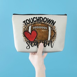 Football Gifts Football Makeup Bag Football Accessories Leopard Cosmetic Bag Football Stuff for Women Girls Football Sports Lovers Coach Player Fans Bestie Christmas Birthday Gifts Travel Toiletry Bag