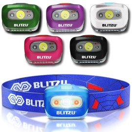 BLITZU Headlamps for Adults, Camping Accessories Clearance, Camping Gear Equipment, Head Lamp to Wear, Head Flashlight, Camping Essentials for Camper, Kids, Family, Adults, Headband Light, Blue