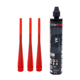 CHEMOFAST VK 2K Injection Mortar, Composite Mortar, Chemical Dowels for Concrete and Masonry, 1 x 300 ml Including 3 x Static Mixers, Heavy Duty Attachment
