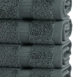 Chakir Turkish Linens Premium Cotton Absorbent Turkish Towels (Washcloths - 12 Piece, Dark Gray)