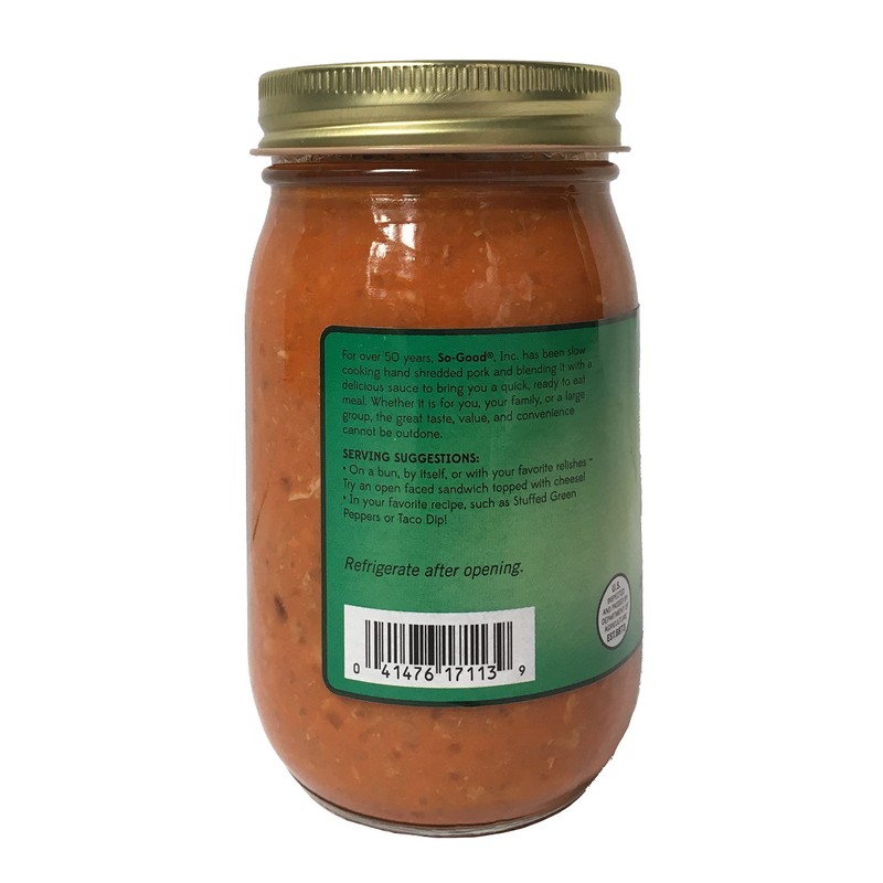 So-Good BBQ Pork Filling with Shredded Pork 16 oz Jar