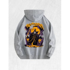 Wizard Graphic Hoodie 100% Cotton US Warehouse 7 ColorsColor: Light gray, Size: Xl