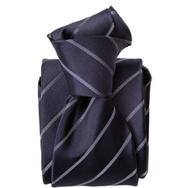Elizabetta Men's Jacquard Italian 100% Silk Ties - Handmade Woven Neckties - Striped Midnight Blue & SIlver
