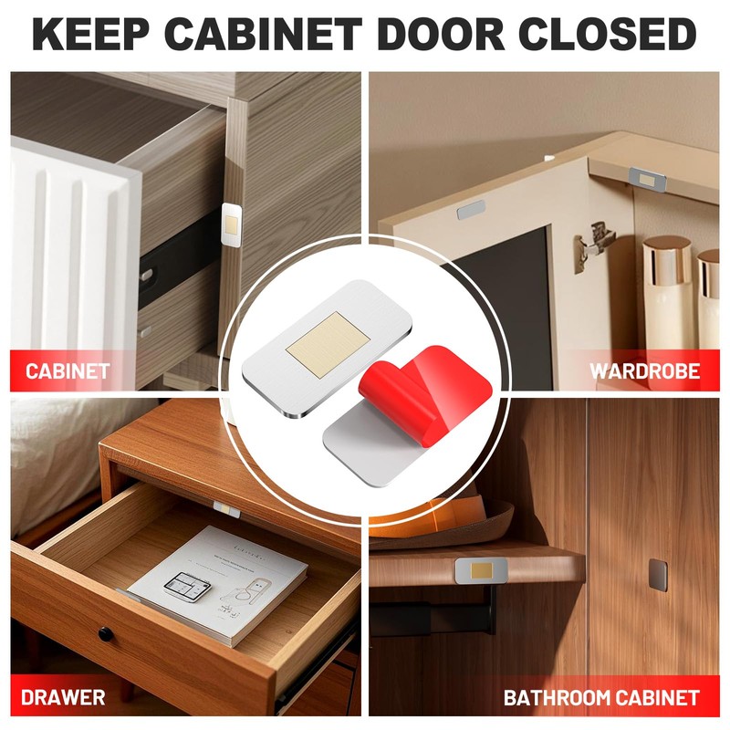 PHIXBEAR 6 Pack No Drill Magnetic Cabinet Catches, Ultra Thin