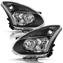 TUSDAR For Halogen Model 2008-2013 Nissan Rogue / 2014-2015 Nissan Rogue Select Headlight Assembly Black Headlamp Pair Left+Right Side