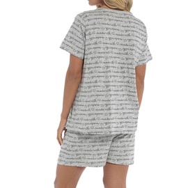 A2Z Ladies Maternity Shorts Pyjamas Set Printed Jersey Cotton Top Shorts - PJS 220 Grey 12-14