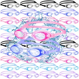 Macarrie 60 Pack Swim Goggles Bulk No Leaking Swimming Goggles with Nose Clips Ear Plugs Swim Glasses for Men Women