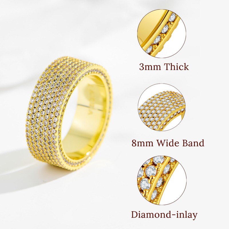VISDIV Gold Wedding Rings for Women 925 Sterling Silver 14k