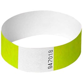 Neon Yellow Tyvek Wristbands, Plain, 100 Pack, Paper Like for Parties, Security, Festivals and Events