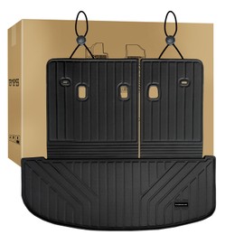 SANBAN-AXE Cargo Mat Compatible with 2020-2025 Kia Telluride, TPE All-Weather Trunk Liner with Backrest Mat, Custom-Fit Trunk Protector for 3rd Row Models, Kia Telluride Accessories