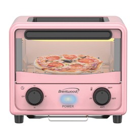 BRENTWOOD TS-3430PK 500-Watt Stainless Steel Mini Toaster Oven, 3 liters, Pink