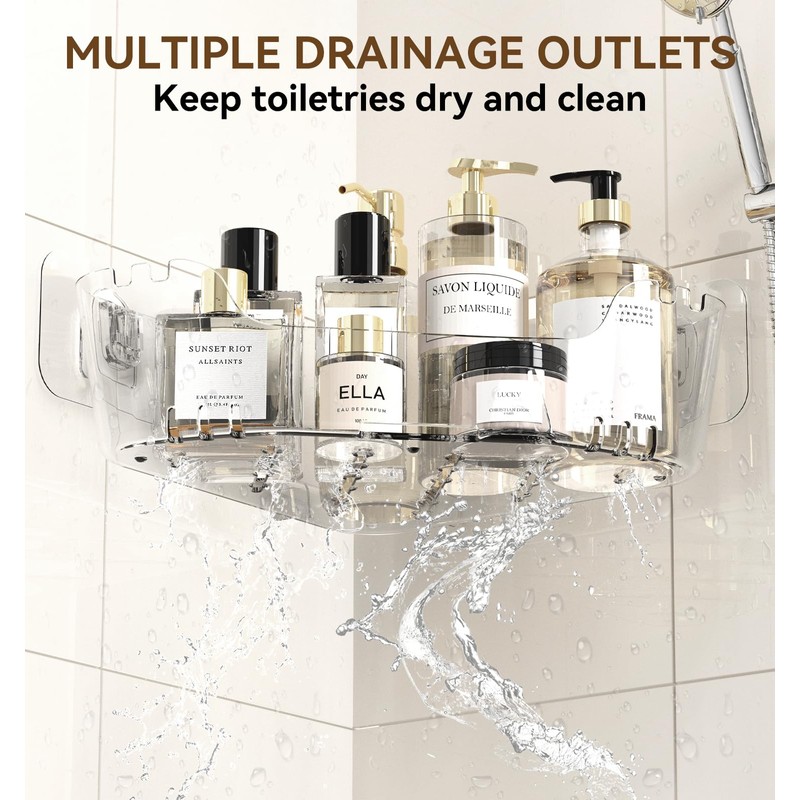 JNDETOP Corner Shower Caddy, 3-Pack Adhesive Shower Organizer with Soap