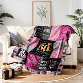 50th Birthday Gifts for Women Blanket 60"x50", 50th Birthday Gift Ideas, 50 Birthday Gifts for Women, 50 Year Old Birthday Gifts for Women, 50th Birthday Decorations for Women