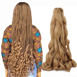 Haolocs 8 Packs 22 Inch French Curly Braiding Hair for Box Braids Brown Pre Stretched Bouncy Braids Synthetic Micro Spiral Curl Loose Wavy Braiding Hair Extensions (22 Inch, 27)