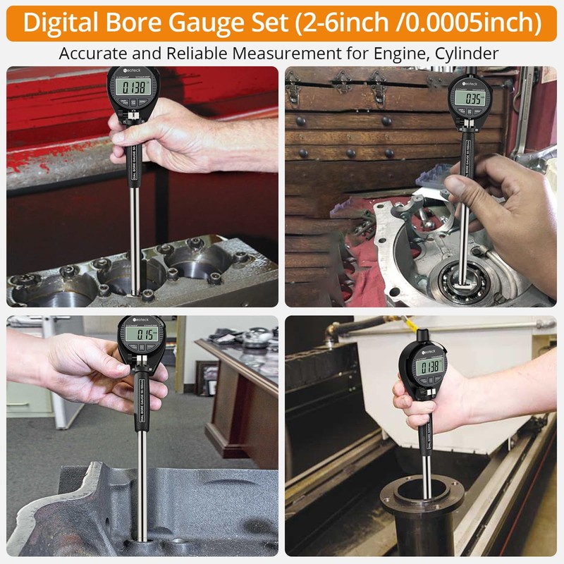 Neoteck Bore Gauge Set Digital Indicator Dial Bore Gauge (2-6"/0.0005")