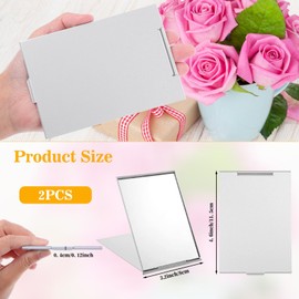 2 PCS Portable Folding Mirrors for Purse, 4.52" × 3.15" Mini Makeup Foldable Mirrors, 0.15 Thick Small Travel Makeup Mirror for Pocket Purse Travel Aluminum Shell Cosmetic Compact Mirror for Women